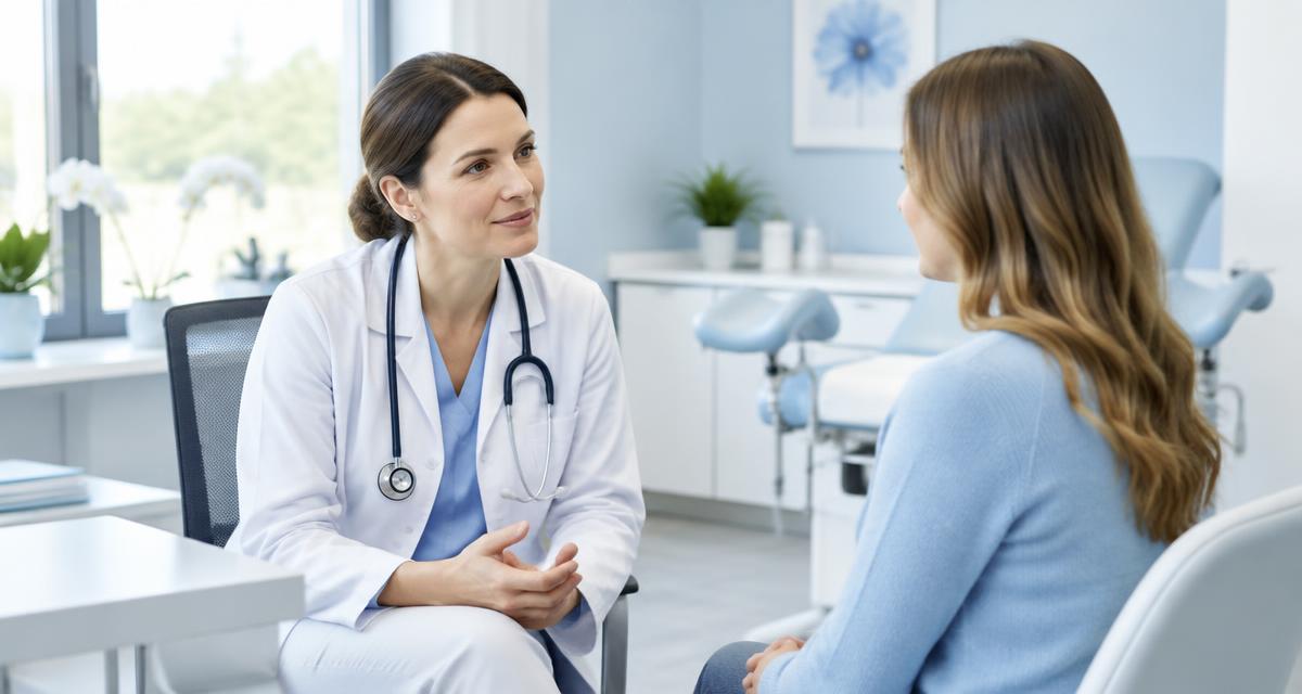 Doctor talking with a patient in a gynecology clinic